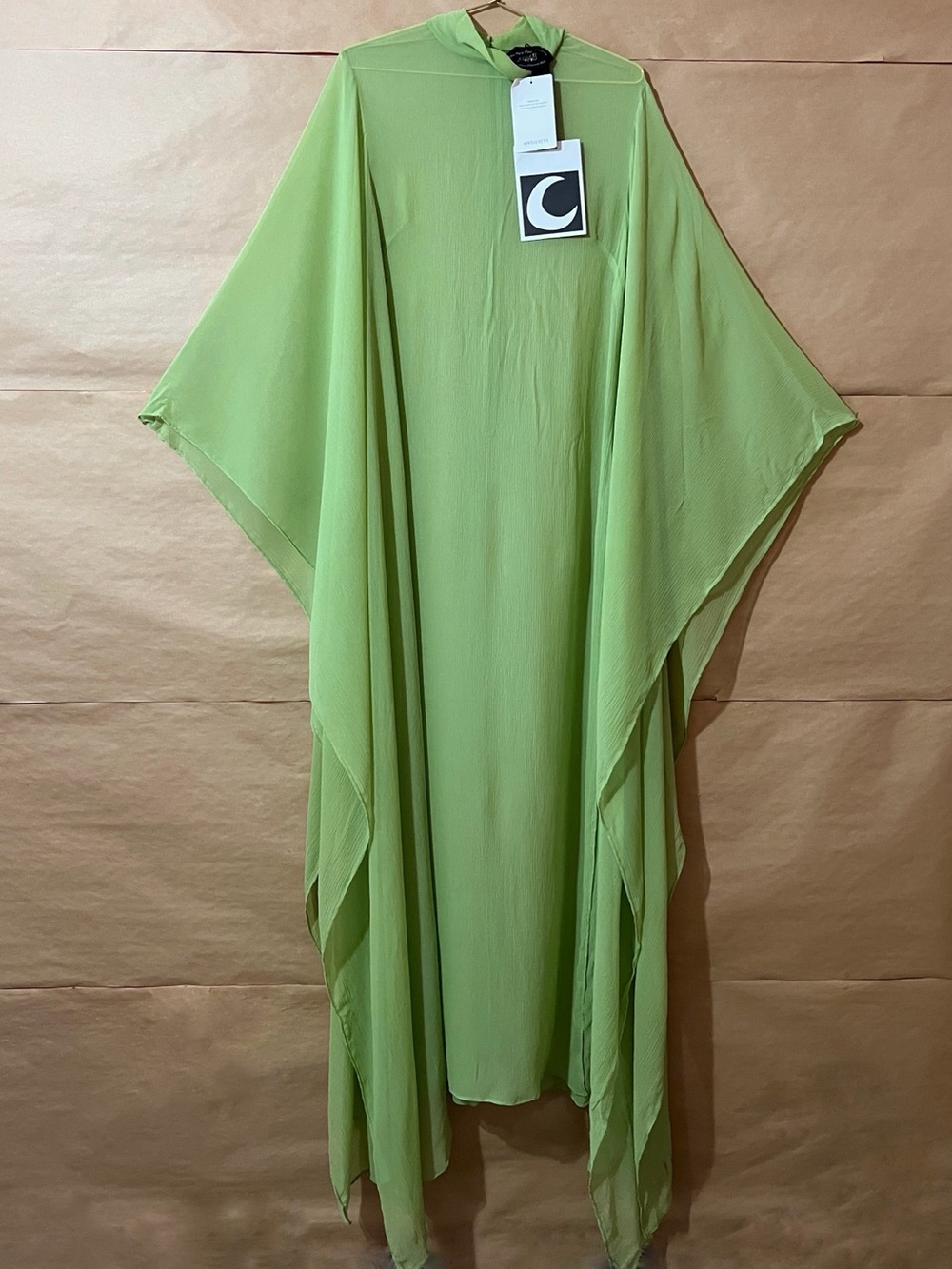 Taller Marmo | NWT Lanzarote Silk Kaftan Dress Sheer Apple Green Size 10 (IT 46)